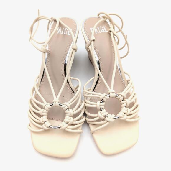 PAIGE Sierra Leather Ring Espadrilles Wedge Sandal Women's Bone Size US6 EU37 - Picture 2 of 8